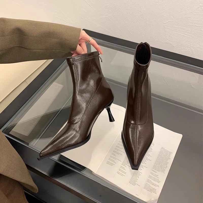 Pointed Toe Stiletto Ankle Boots