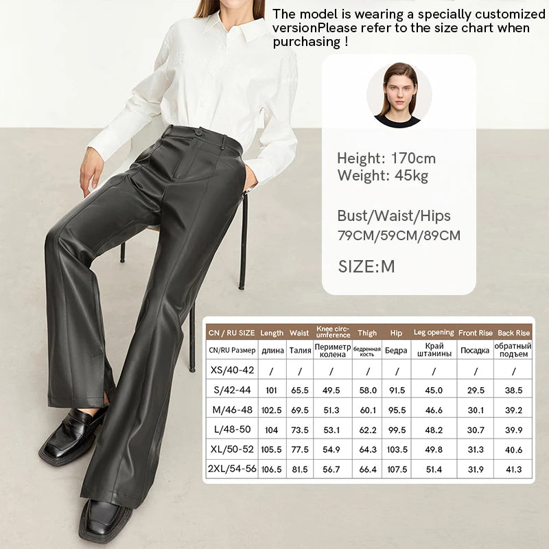 Loose Straight PU Leather Trousers