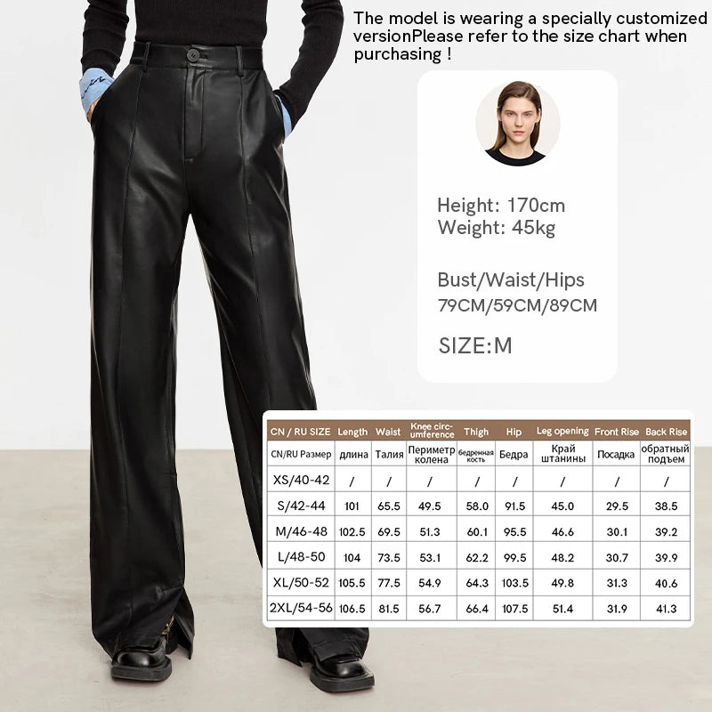 Loose Straight PU Leather Trousers
