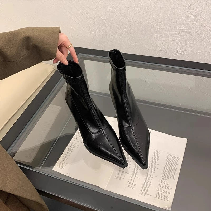 Pointed Toe Stiletto Ankle Boots